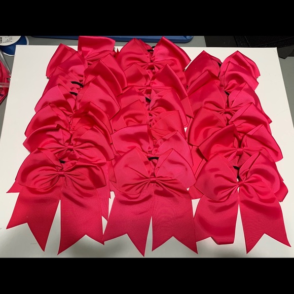 24 Magenta Cheer Bows - Picture 2 of 2